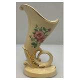 Vintage MCM Royal Copley Ceramic Cornucopia Horn Of Plenty Vase Planter With Gold Trim 8"