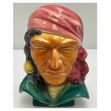 Vintage MCM Royal Copley Pirate/Gypsy Wall Pocket Head Vase With Foil Label 8"