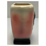Vintage MCM Royal Copley Pink, Grey & Black Art pottery Vase With Raised Goldfish Design 3" x 4.5" x 5.5"