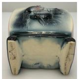 Vintage MCM Royal Copley Pink, Grey & Black Art pottery Vase With Raised Goldfish Design 3" x 4.5" x 5.5"