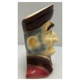 Vintage MCM Royal Copley Colonial Man Wall Pocket Head Vase 8"