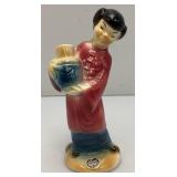 Vintage MCM Royal Copley Oriental Girl With Jug Figurine With Foil Label 8"