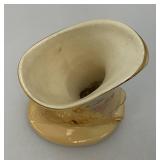 Vintage MCM Royal Copley Ceramic Peachy Colored Cornucopia Horn Of Plenty Vase Planter With Gold Trim 6 1/4"