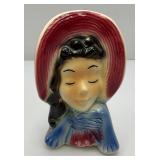 Viintage MCM Royal Copley Lady Head Wall Pocket Vase 6"