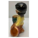 Vintage MCM Royal Copley Ceramic Little Indian W/Drums Figural Planter 3" x 6 1/4" x 6 1/2"