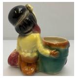 Vintage MCM Royal Copley Ceramic Little Indian W/Drums Figural Planter 3" x 6 1/4" x 6 1/2"
