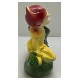 Vintage MCM Royal Copley Sitting Yellow/Red Christmas Elf Pixie Figure Green Shoe Planter 2 1/2" x 7" x 7 1/2"