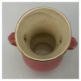 Vintage MCM Royal Copley Pink Ceramic Vase Double Handled With Gold Trim 6 1/4"