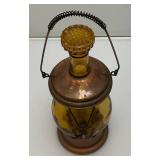 Vintage Amber Glass Anchor Adorned Lantern Musical Decanter Bottle "How Dry I Am" Made In Japan 11.5" Tall (Music Box Needs Work)