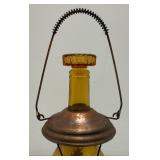Vintage Amber Glass Anchor Adorned Lantern Musical Decanter Bottle "How Dry I Am" Made In Japan 11.5" Tall (Music Box Needs Work)