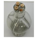 Midcentury French 4 Chamber Glass Decanter 10 1/2" Tall