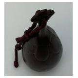 Antique Japanese Bronze Eggplant Shaped Hand Bell 5 3/8"