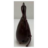 Antique Japanese Bronze Eggplant Shaped Hand Bell 5 3/8"