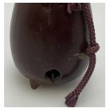 Antique Japanese Bronze Eggplant Shaped Hand Bell 5 3/8"