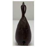 Antique Japanese Bronze Eggplant Shaped Hand Bell 5 3/8"