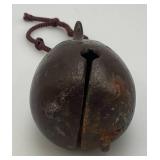 Antique Japanese Bronze Eggplant Shaped Hand Bell 5 3/8"