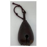 Antique Japanese Bronze Eggplant Shaped Hand Bell 5 3/8"
