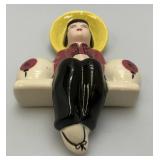 Vintage WEIL WARE California Art Pottery Asian Girl Wall Pocket Planter 10"