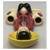 Vintage WEIL WARE California Art Pottery Asian Girl Wall Pocket Planter 10"