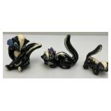 Vintage Collectible Ceramic Arts Sudio Mother Skunk And Family From BAMBI 2" & 3"