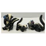 Vintage Collectible Ceramic Arts Sudio Mother Skunk And Family From BAMBI 2" & 3"