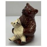 Vintage Collectible Ceramic Arts Sudio Brown Bear And Bear Cub Salt & Pepper Shakers Set 4 1/4"
