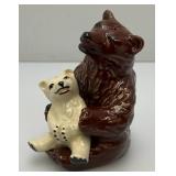Vintage Collectible Ceramic Arts Sudio Brown Bear And Bear Cub Salt & Pepper Shakers Set 4 1/4"