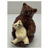 Vintage Collectible Ceramic Arts Sudio Brown Bear And Bear Cub Salt & Pepper Shakers Set 4 1/4"