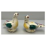 Vintage CLEMINSONS Pottery DISTLEFINKCeramic Retro Quail Salt And Pepper Shakers 4 3/;4"