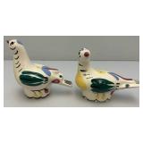 Vintage CLEMINSONS Pottery DISTLEFINKCeramic Retro Quail Salt And Pepper Shakers 4 3/;4"