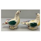 Vintage CLEMINSONS Pottery DISTLEFINKCeramic Retro Quail Salt And Pepper Shakers 4 3/;4"