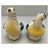 Vintage CLEMINSONS Pottery DISTLEFINKCeramic Retro Quail Salt And Pepper Shakers 4 3/;4"