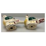 Vintage CLEMINSONS Pottery DISTLEFINKCeramic Retro Quail Salt And Pepper Shakers 4 3/;4"