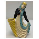 Vintage Collectible  Ceramic Arts Sudio Girl With Cornucopia Planter 7"