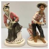 Vintage 1957 Collectible GEO. Z. Lefton Dancing Couple Ceramic Figurines 8 1/2" & 8 3/4"