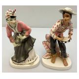 Vintage 1957 Collectible GEO. Z. Lefton Dancing Couple Ceramic Figurines 8 1/2" & 8 3/4"