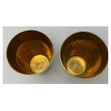 Set Of Four Heavy Oriental Solid Brass Etched Decorative Drinkware Tumblers 4.5"
