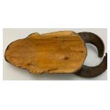 African Hand Carved Wooden Mask With Horns 18.5"
