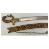 Ceremonial Sword Indian Groom Wedding With Hilt 35.5" Leopard And Rabbit Brass Handle