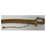 Ceremonial Sword Indian Groom Wedding With Hilt 35.5" Leopard And Rabbit Brass Handle