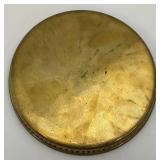 Group Of 6 Small Etched Brass Shot Cups 3" With 8 3/8" Heavy Brass Serving Tray