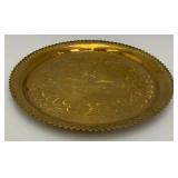 Vintage Heavy Brass Etched Serving Tray With Saudia Arabia Engraved 13 3/8"