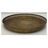 Vintage Heavy Brass Etched Serving Tray With Saudia Arabia Engraved 11"