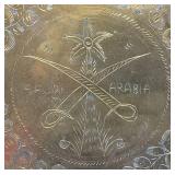 Vintage Heavy Ornate Brass Etched Serving Tray With Saudia Arabia Engraved 12"