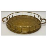 Vintage Heavy Ornate Brass Etched Serving Tray With Saudia Arabia Engraved 12"