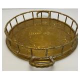 Vintage Heavy Ornate Brass Etched Serving Tray With Saudia Arabia Engraved 12"