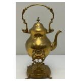 Vintage Ornate Heavy Brass Tilting Coffee/Tea Pot With Warmer 13" Tall