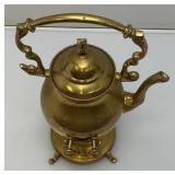 Vintage Ornate Heavy Brass Tilting Coffee/Tea Pot With Warmer 13" Tall