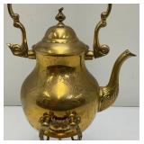 Vintage Ornate Heavy Brass Tilting Coffee/Tea Pot With Warmer 13" Tall