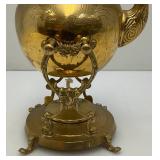 Vintage Ornate Heavy Brass Tilting Coffee/Tea Pot With Warmer 13" Tall